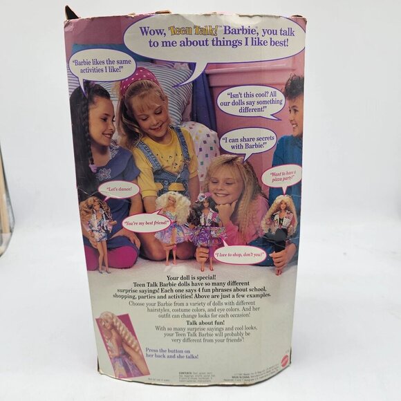Teen Talk Barbie Doll Mattel 1991 New In Box Talking Feature Collectible READ ME - Picture 6 of 9